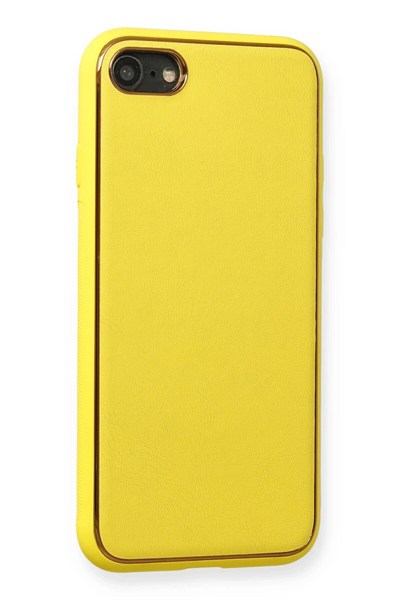 Mey İthalat®  iPhone 7 Kılıf Coco Deri Silikon Kapak - Sarı