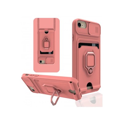 Mey İthalat®  iPhone 7 Kılıf Zuma Kartvizitli Yüzüklü Silikon - Pembe