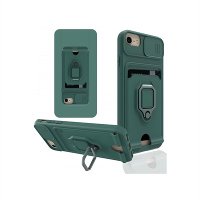 Mey İthalat®  iPhone 7 Kılıf Zuma Kartvizitli Yüzüklü Silikon - Yeşil