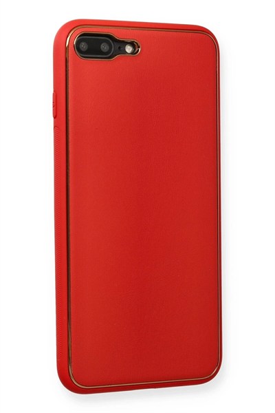 Mey İthalat®  iPhone 7 Plus Kılıf Coco Deri Silikon Kapak - Kırmızı
