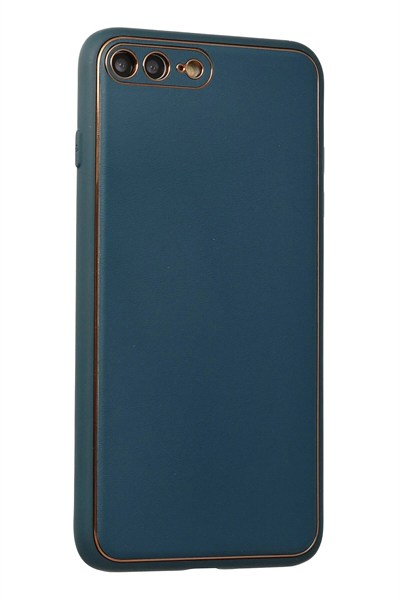 Mey İthalat®  iPhone 7 Plus Kılıf Coco Deri Silikon Kapak - Mavi