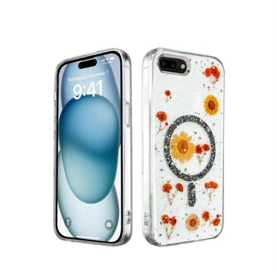 Mey İthalat®  iPhone 7 Plus Kılıf Daisy Simli Magsafe Kapak - Siyah