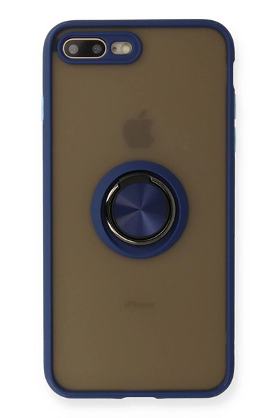 Mey İthalat®  iPhone 7 Plus Kılıf Montreal Yüzüklü Silikon Kapak - Lacivert