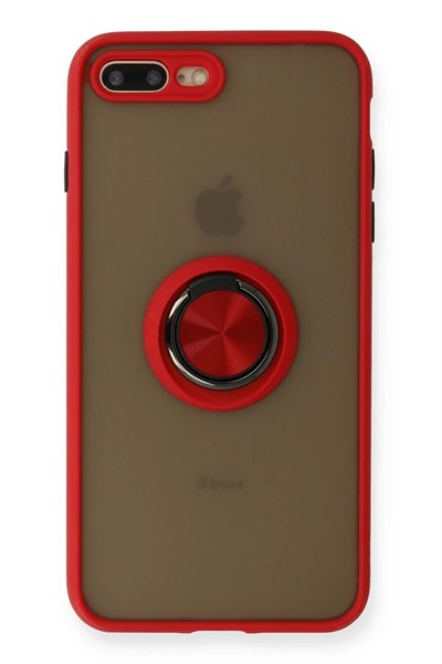 Mey İthalat®  iPhone 7 Plus Kılıf Montreal Yüzüklü Silikon Kapak - Kırmızı