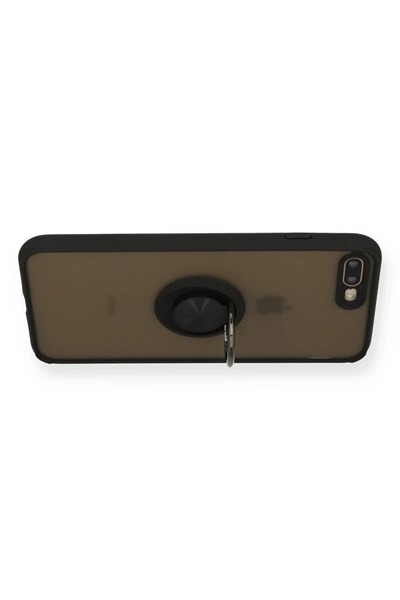 Mey İthalat®  iPhone 7 Plus Kılıf Montreal Yüzüklü Silikon Kapak - Siyah