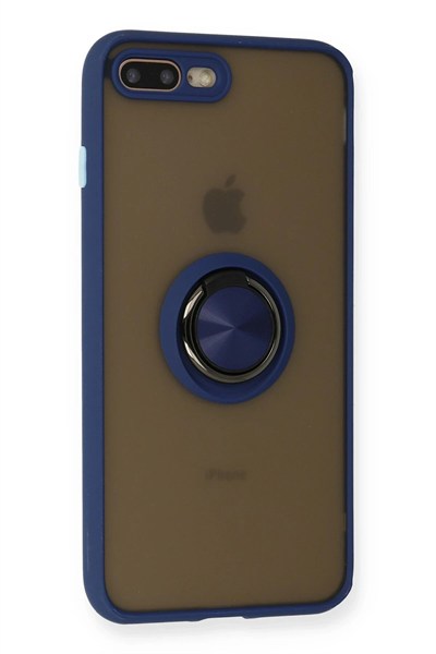 Mey İthalat®  iPhone 7 Plus Kılıf Montreal Yüzüklü Silikon Kapak - Lacivert