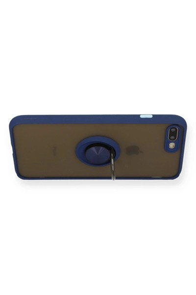 Mey İthalat®  iPhone 7 Plus Kılıf Montreal Yüzüklü Silikon Kapak - Lacivert