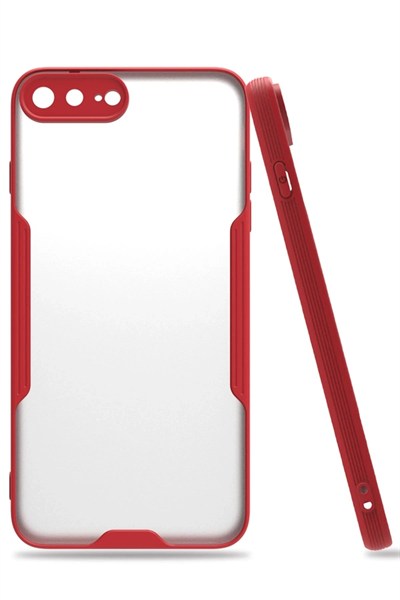Mey İthalat®  iPhone 7 Plus Kılıf Platin Silikon - Kırmızı
