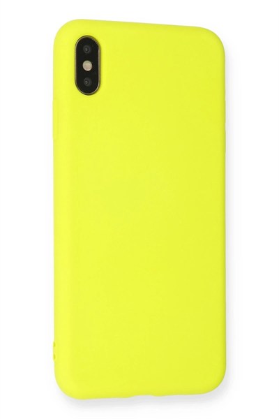 Mey İthalat®  iPhone X Kılıf Nano içi Kadife Silikon - Sarı