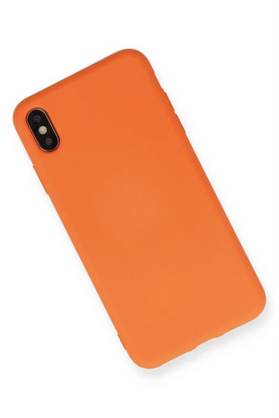 Mey İthalat®  iPhone X Kılıf Nano içi Kadife Silikon - Turuncu