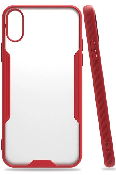 Mey İthalat®  iPhone X Kılıf Platin Silikon - Kırmızı