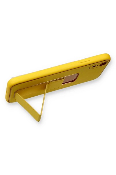 Mey İthalat®  iPhone XR Kılıf Coco Deri Standlı Kapak - Sarı
