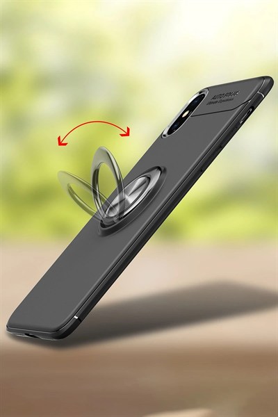 Mey İthalat®  iPhone XS Kılıf Range Yüzüklü Silikon - Kırmızı