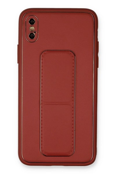 Mey İthalat®  iPhone XS Max Kılıf Coco Deri Standlı Kapak - Fuşya