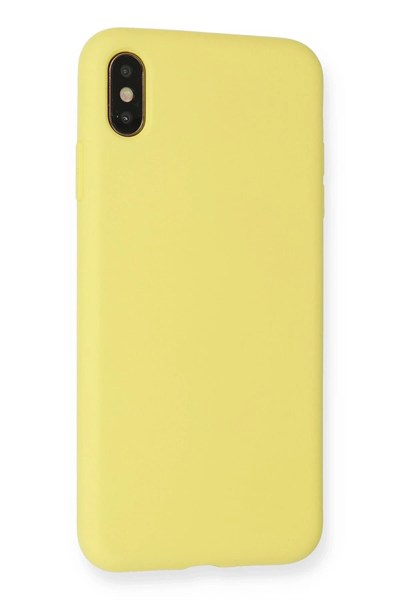 Mey İthalat®  iPhone XS Max Kılıf Nano içi Kadife Silikon - Mat Sarı