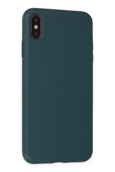Mey İthalat®  iPhone XS Max Kılıf Nano içi Kadife Silikon - Koyu Yeşil