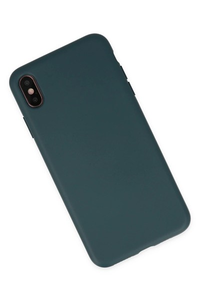 Mey İthalat®  iPhone XS Max Kılıf Nano içi Kadife Silikon - Koyu Yeşil
