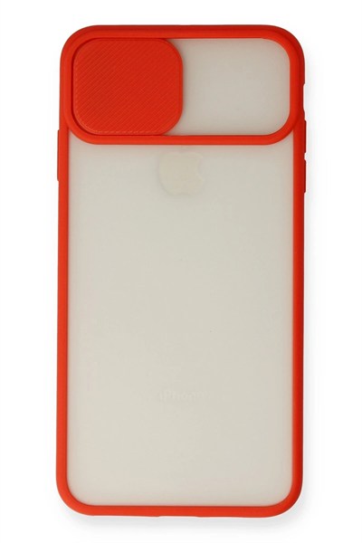 Mey İthalat®  iPhone XS Max Kılıf Palm Buzlu Kamera Sürgülü Silikon - Kırmızı