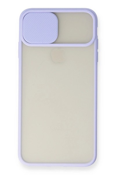 Mey İthalat®  iPhone XS Max Kılıf Palm Buzlu Kamera Sürgülü Silikon - Lila