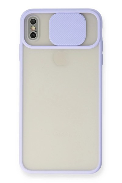 Mey İthalat®  iPhone XS Max Kılıf Palm Buzlu Kamera Sürgülü Silikon - Lila