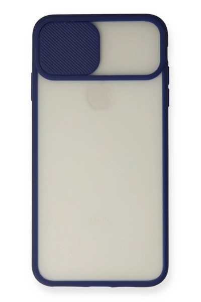 Mey İthalat®  iPhone XS Max Kılıf Palm Buzlu Kamera Sürgülü Silikon - Lacivert