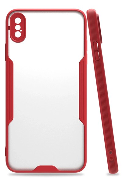 Mey İthalat®  iPhone XS Max Kılıf Platin Silikon - Kırmızı