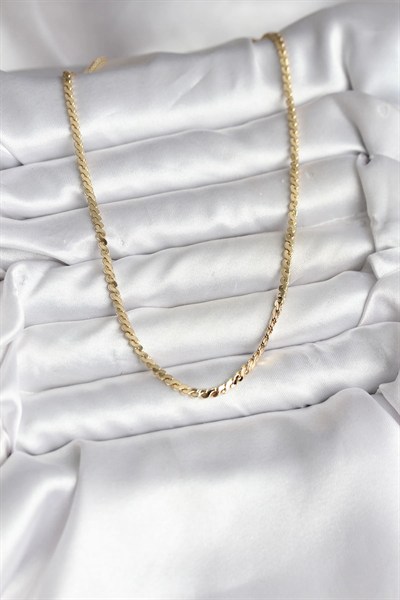 Mey İthalat® 14K Gold Renk Kaplama Ezme Yılan Zincir Model CM Kadın Kolye