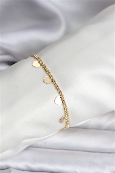 Mey İthalat® 14K Gold Renk Kaplama Kalpli Model CM Kadın Bileklik
