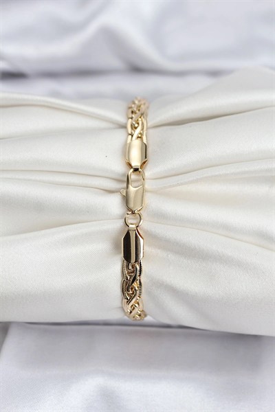 Mey İthalat® 14K Gold Renk Kaplama Lazer Zincir Model CM Kadın Bileklik