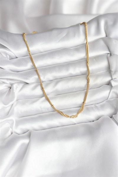 Mey İthalat® 14K Gold Renk Kaplama Topçuk Zincirli Model CM Kadın Kolye