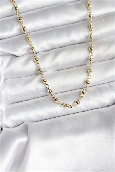 Mey İthalat® 14K Gold Renk Kaplama Topçuklu Zincir Model CM Kadın Kolye