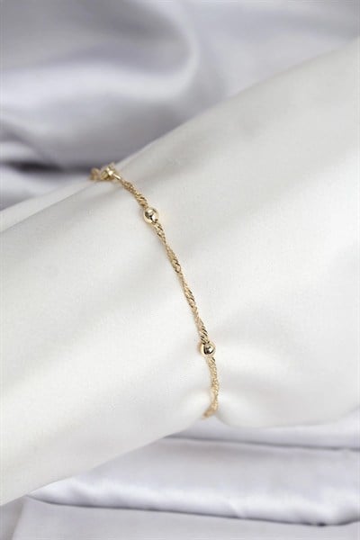 Mey İthalat® 14K Gold Renk Kaplama Topçuklu Model CM Kadın Bileklik
