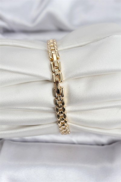 Mey İthalat® 14K Gold Renk Kaplama Zirkon Kare Taşlı CM Kadın Bileklik