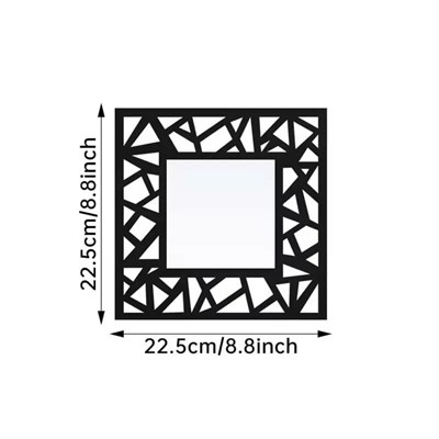 Mey İthalat® 2li Set Kırılmaz Pleksi Dekoratif Duvar Aynası - 22.5x22.5 cm Geometrik Çerçeveli 1. Sınıf Ayna