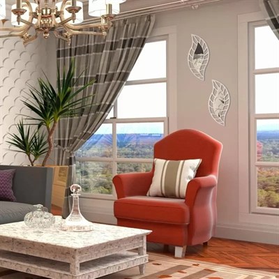 Mey İthalat® 2li Set Kırılmaz Pleksi Dekoratif Duvar Aynası - 20x35 cm Yaprak Formlu 1. Sınıf Akrilik Ayna