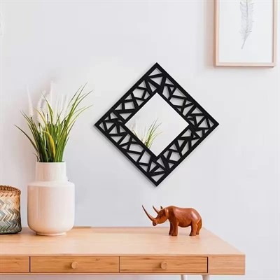 Mey İthalat® 2li Set Kırılmaz Pleksi Dekoratif Duvar Aynası - 22.5x22.5 cm Geometrik Çerçeveli 1. Sınıf Ayna