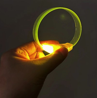 Mey İthalat® 3 Modlu Pilli LED Işıklı Esnek Parti Bilekliği Sarı