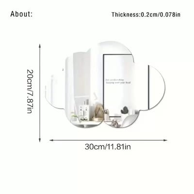 Mey İthalat® 30x20 cm Bulut Formlu Kırılmaz Pleksi Duvar Aynası - Çocuk Odası Güvenli Ayna