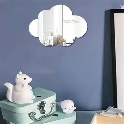 Mey İthalat® 30x20 cm Bulut Formlu Kırılmaz Pleksi Duvar Aynası - Çocuk Odası Güvenli Ayna