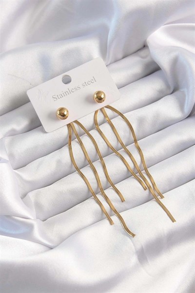 Mey İthalat® 316L Çelik Altın Renk İtalyan Model Topçuk Küpe