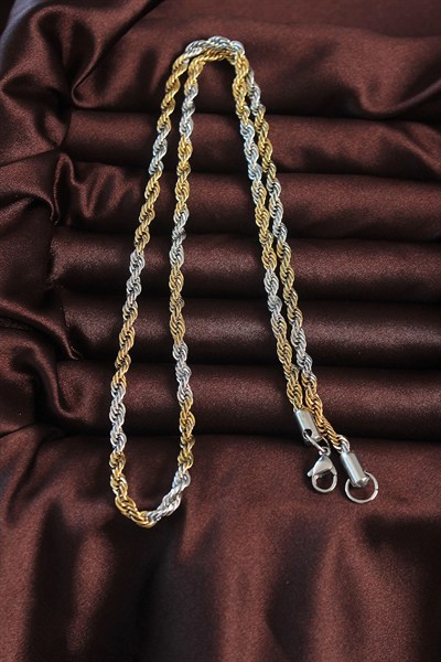 Mey İthalat® 316L Çelik Çift Renk Burgu Tasarımlı Kolye