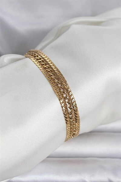 Mey İthalat® 316L Çelik Gold Renk 3lü Kadın Bileklik