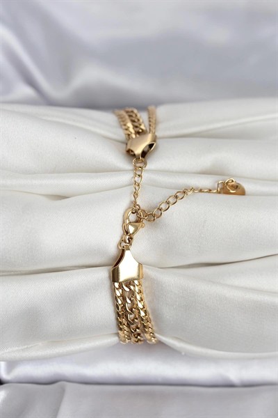 Mey İthalat® 316L Çelik Gold Renk 3lü Kadın Bileklik