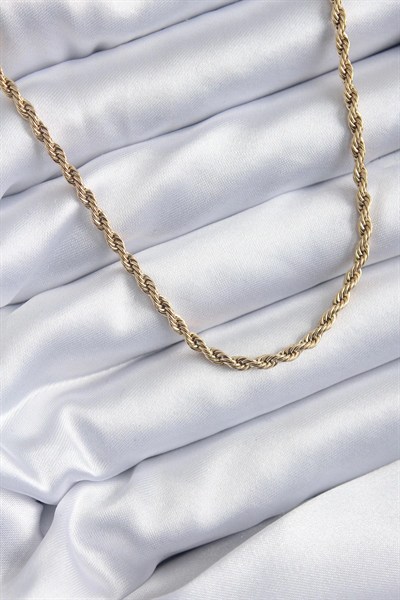 Mey İthalat® 316L Çelik Gold Renk 60 cm Burgu Model Kadın Kolye