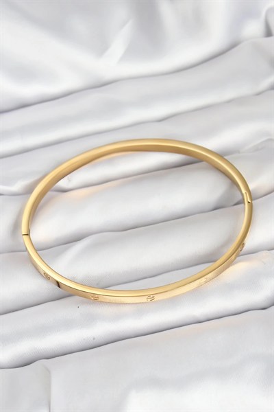 Mey İthalat® 316L Çelik Gold Renk 65 mm İnce Kadın Kelepçe Bileklik