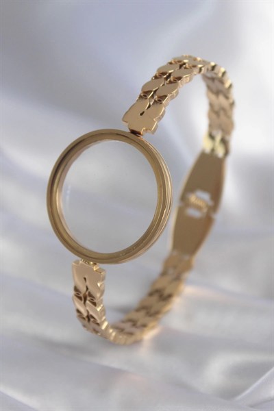 Mey İthalat® 316L Çelik Gold Renk Arpa İşleme Açılabilir Fanus Model Kadın Kelepçe