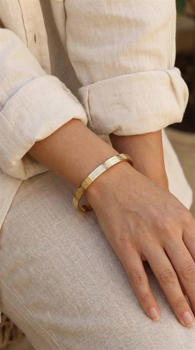 Mey İthalat® 316L Çelik Gold Renk Ayetel Kürsi Yazılı Bileklik
