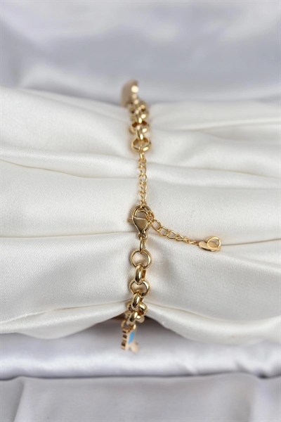 Mey İthalat® 316L Çelik Gold Renk Charmlı Kadın Bileklik
