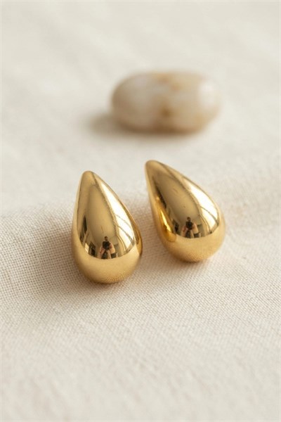 Mey İthalat® 316L Çelik Gold Renk Damla Model Küpe