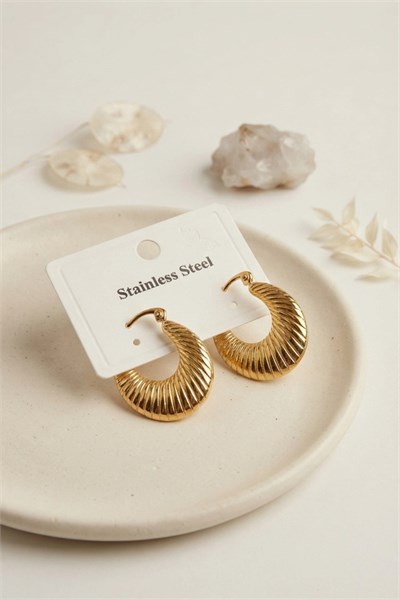Mey İthalat® 316L Çelik Gold Renk Halka Model Küpe